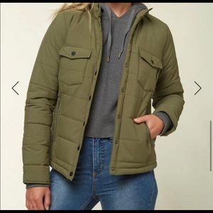 Womens O’Neill Mikey Military Olive Green Puffer Jacket
